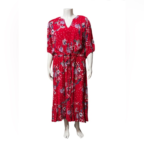 Nurture by Westbound Plus Sz 2X High-Low V-Neck Elbow Sleeve Shift Midi … - Picture 2 of 13